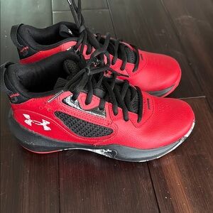 Under Armour Kids Red and Black Basketball Shoes
